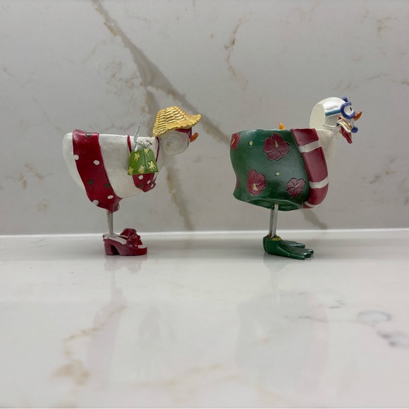 Pair of Snowman Snow Woman Beach Christmas Candle Holders in Beach Wear Holiday - Picture 4 of 4